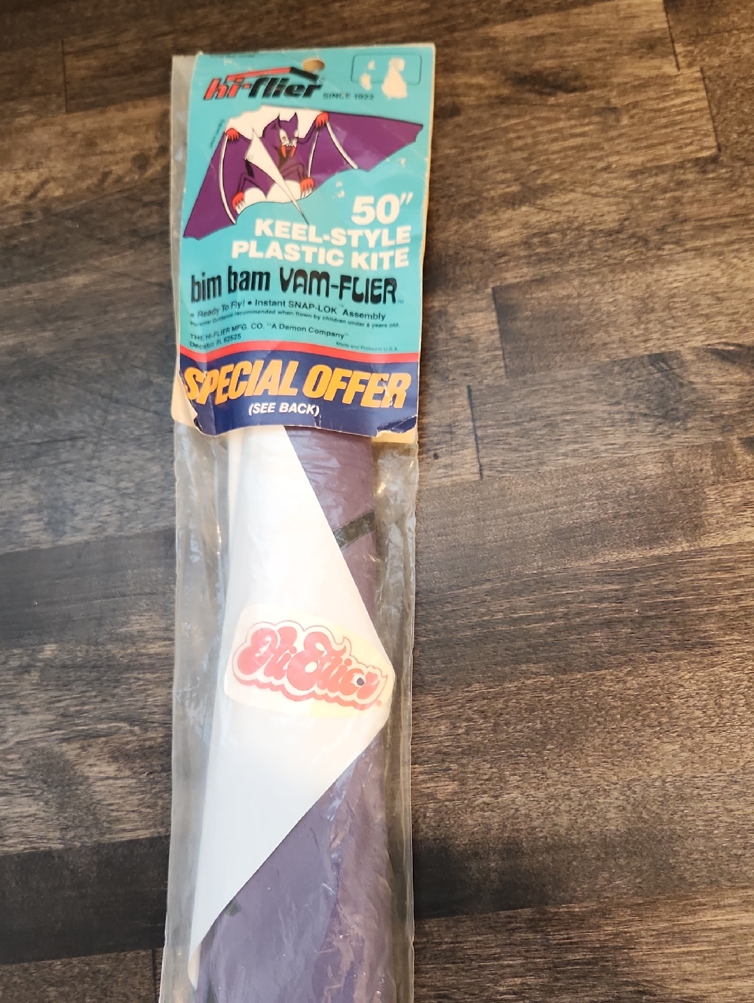 Bim Bam VamFlier KeelStyle Plastic Purple Bat Kite  50 Vintage New
